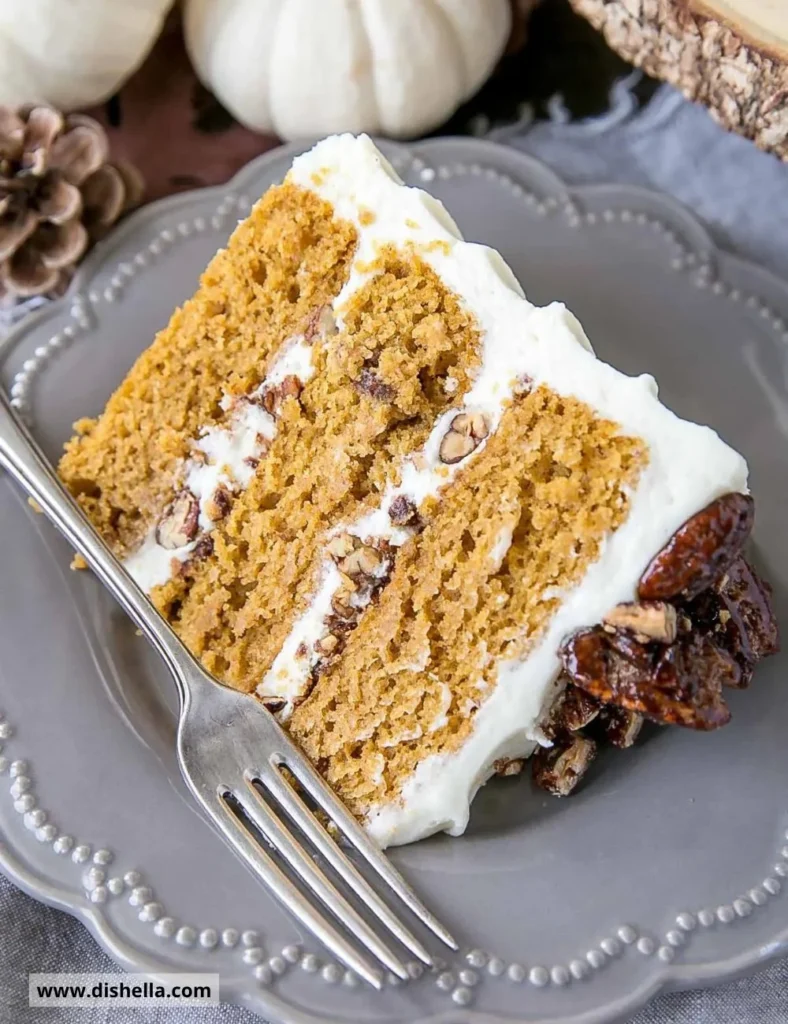 Pumpkin Cake with Candied Pecans