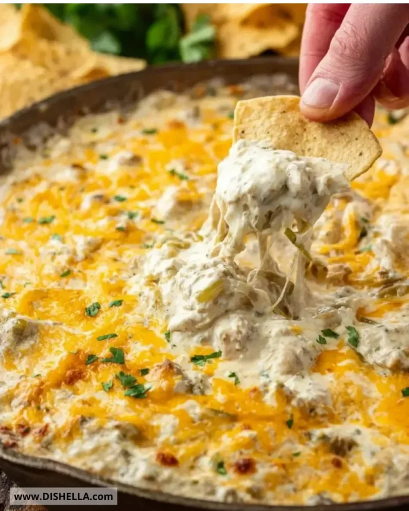 Delicious homemade Green Chile Cheese Dip served in a bowl