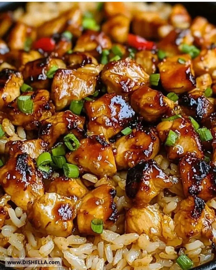 One-Pan Bold Honey BBQ Chicken Rice dish served in a vibrant bowl