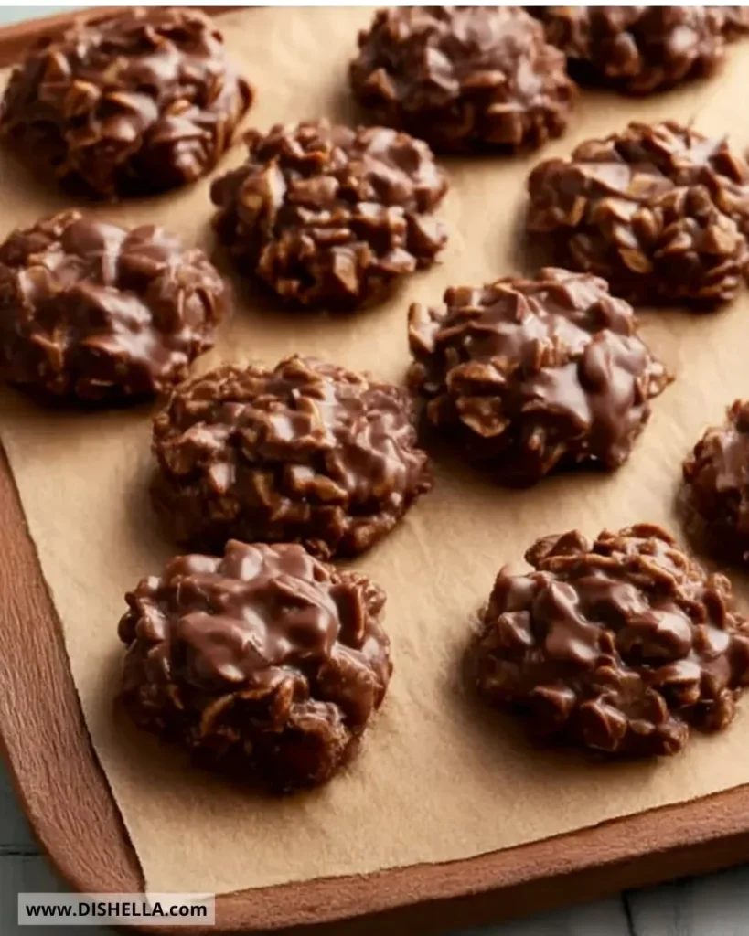 Plate of delicious peanut butter-chocolate no-bake cookies