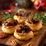 Deliciously baked cranberry brie bites served on a platter