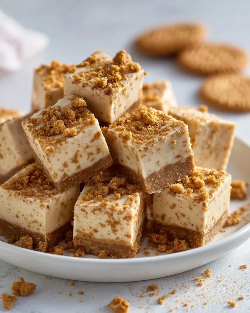 Delicious homemade Biscoff fudge with a creamy, rich texture and a cookie flavor twist.