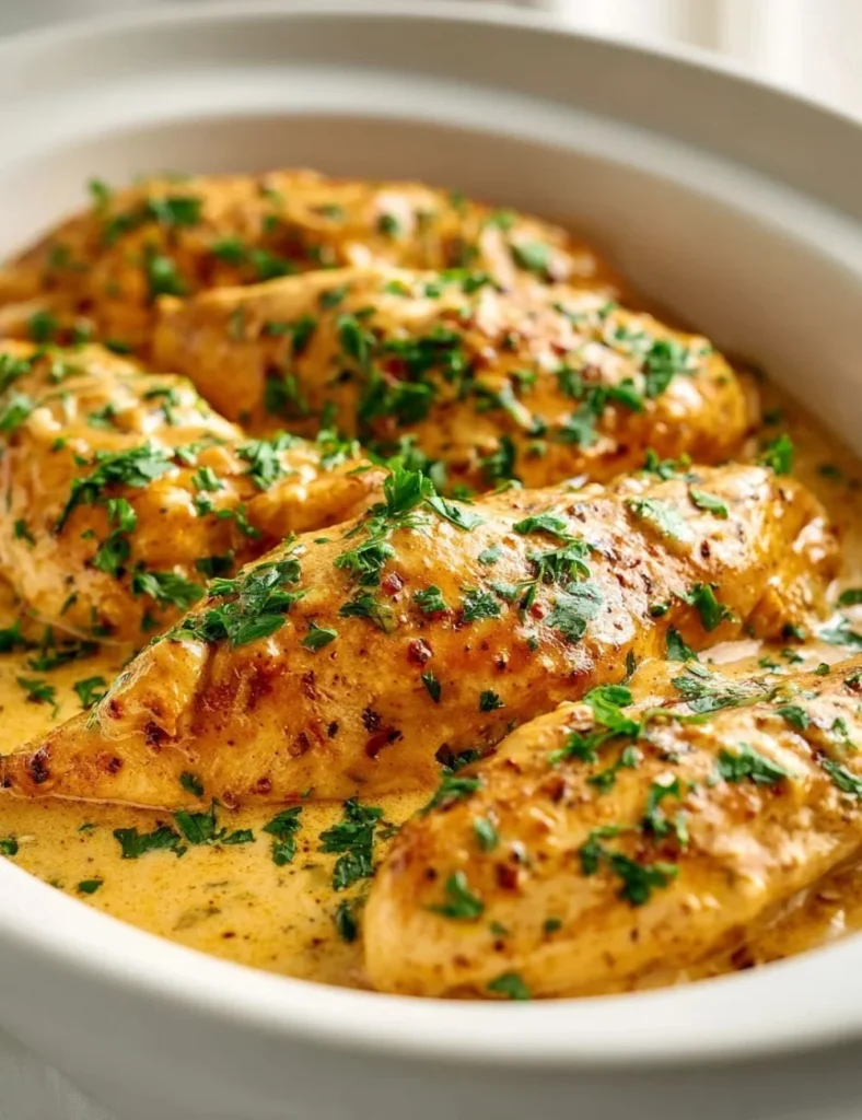 Juicy Crockpot Ranch Chicken served with veggies on a plate