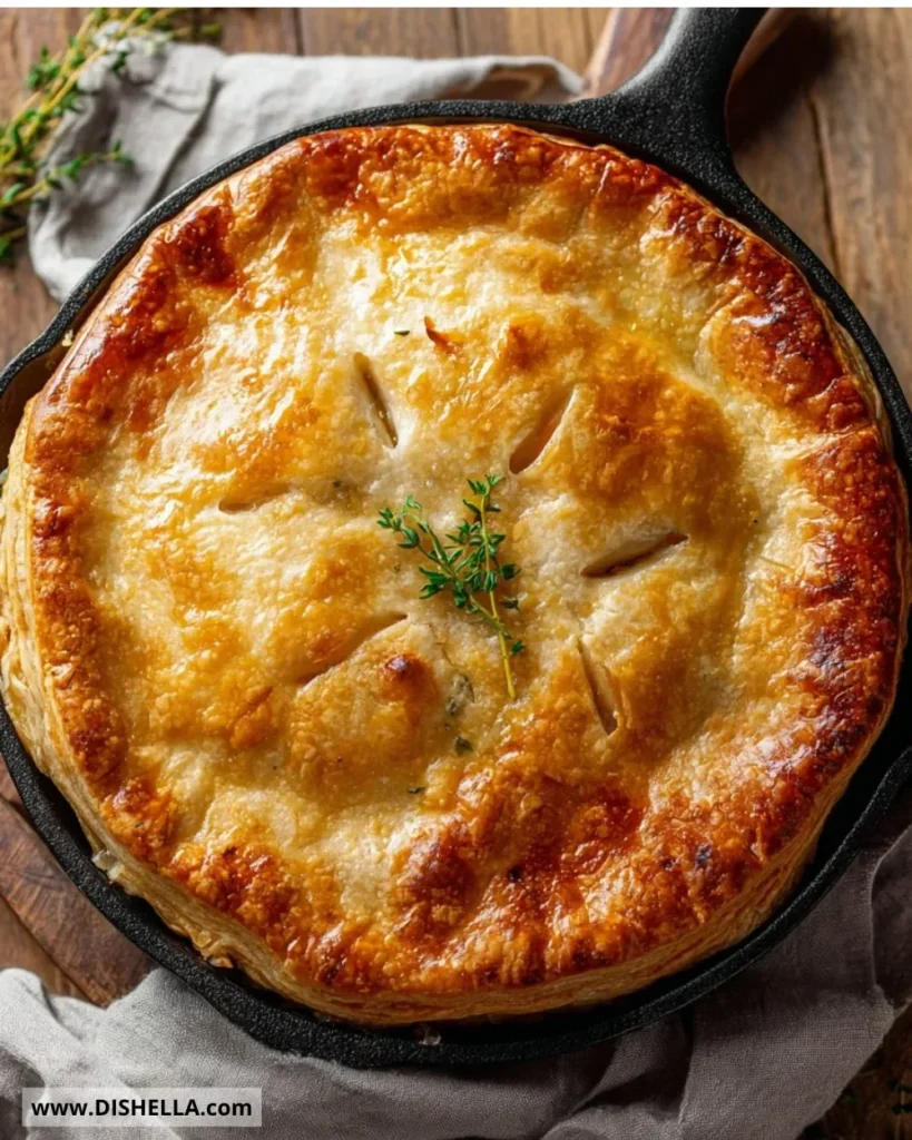Homemade easy chicken pot pie with golden crust and savory filling