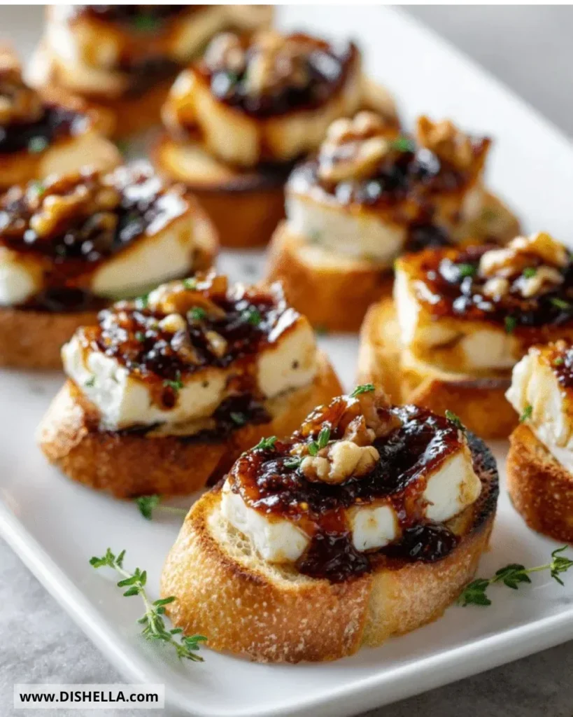Delicious Fig and Brie Crostini topped with fresh figs and creamy cheese