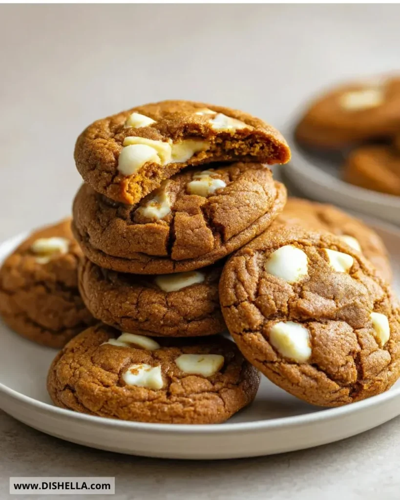 Delicious Gingerbread White Chocolate Chip Cookies on a festive plate