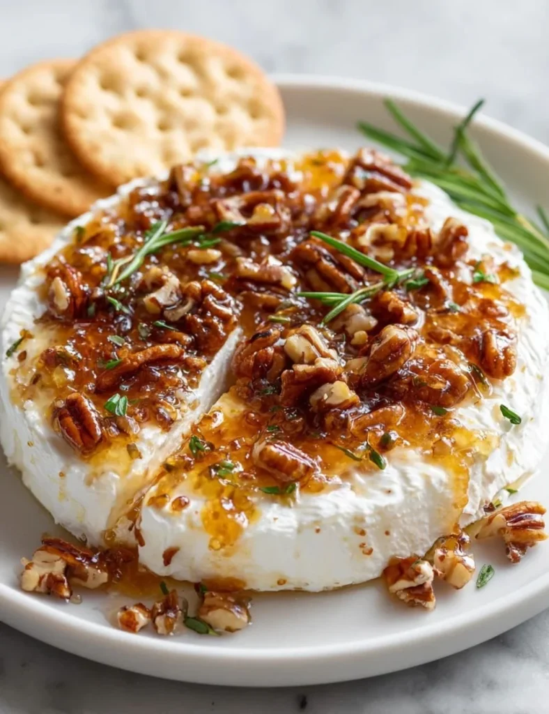 Goat cheese and fig jam appetizer served on a platter