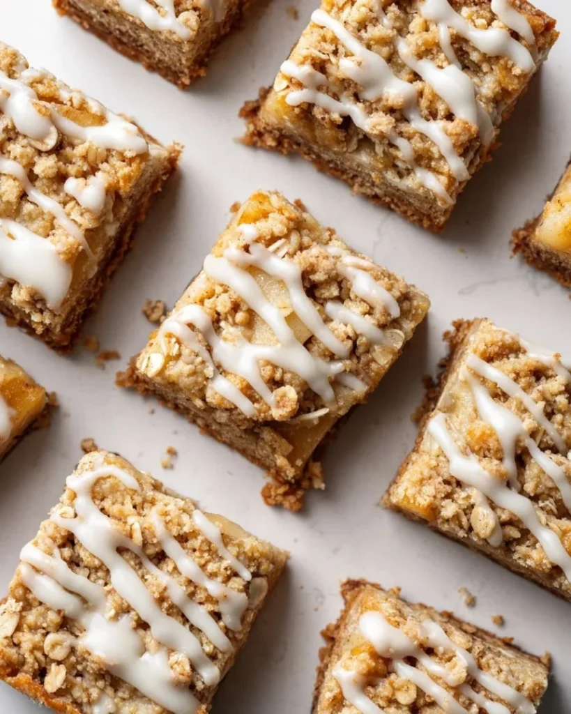 Healthy pear crumble bars with a crunchy topping and fresh pear filling