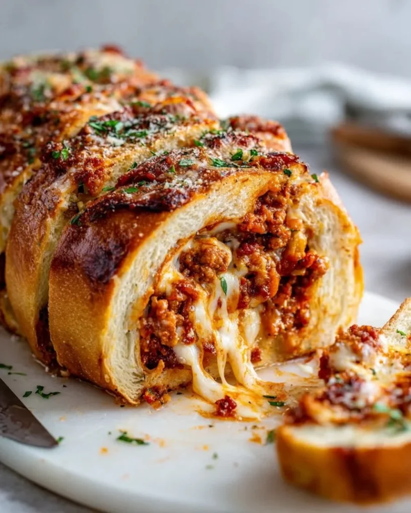 Homemade Garbage Bread filled with various leftovers and ingredients.