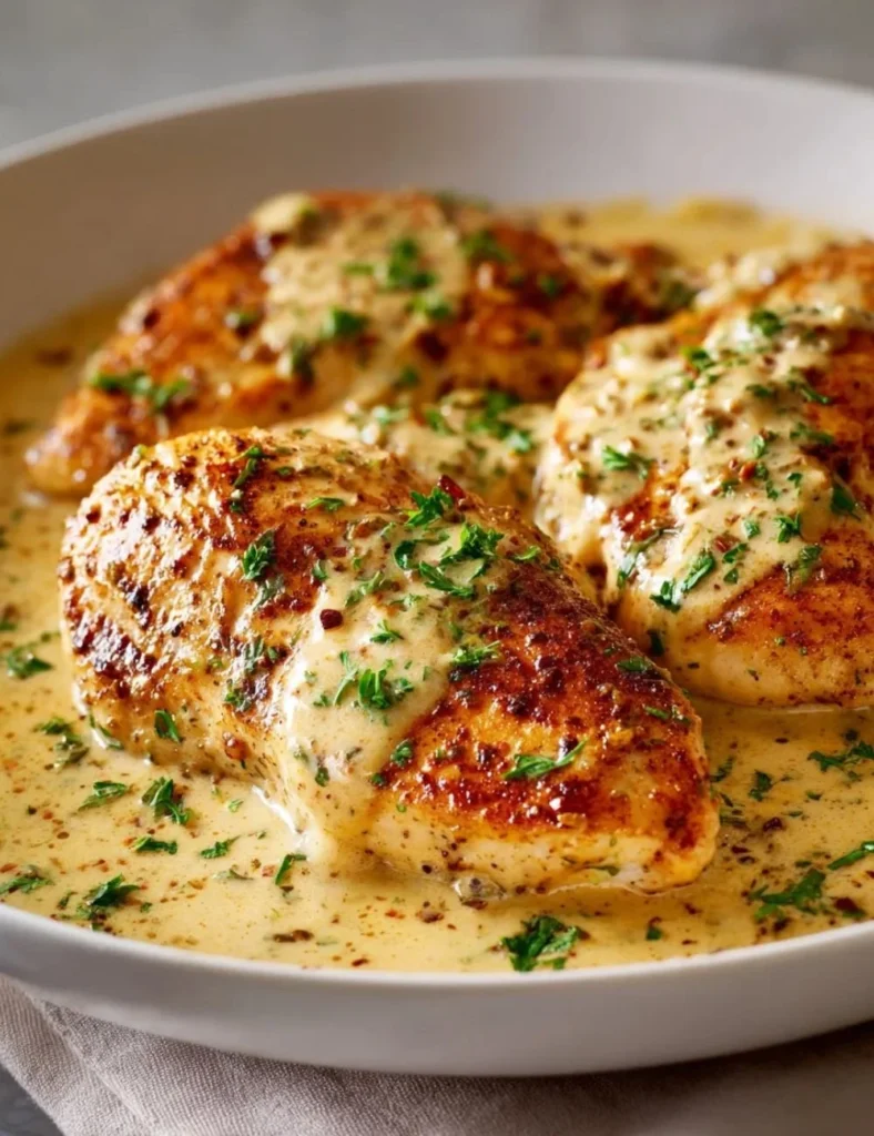 Creamy Dijon Chicken recipe by Mary Berry served with vegetables