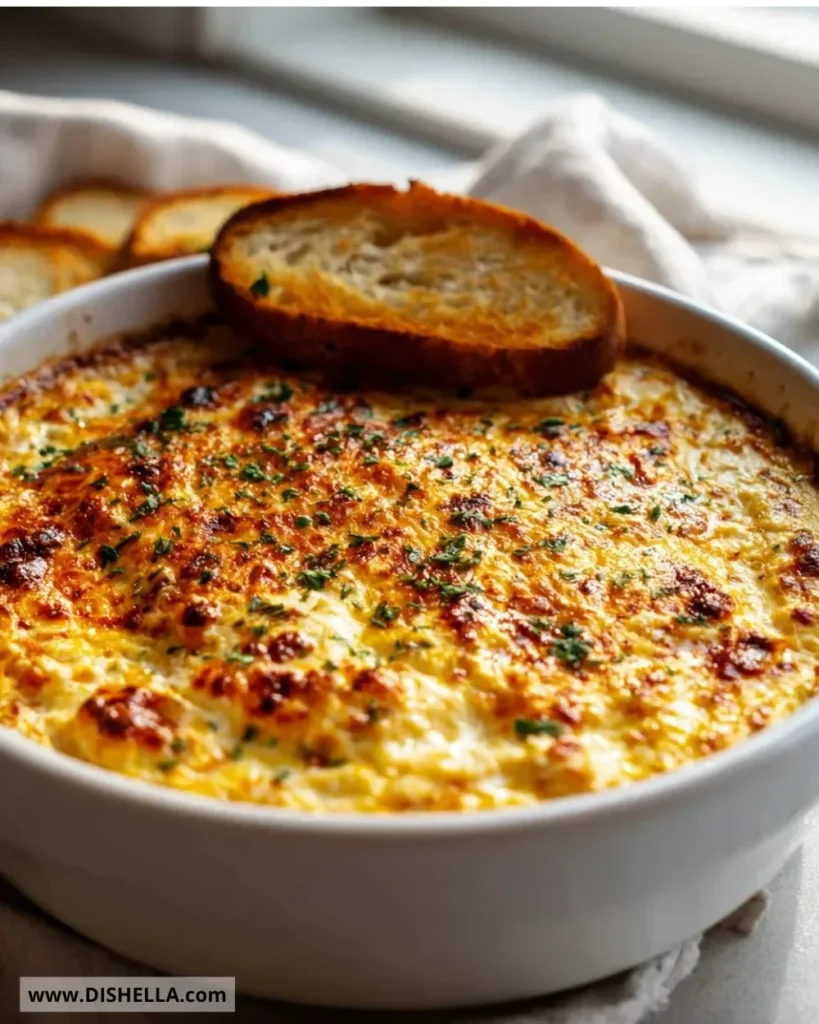 Delicious Maryland crab dip served with crispy crackers on a platter.