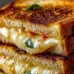 Mediterranean Grilled Cheese Sandwich with olives, tomatoes, and cheese