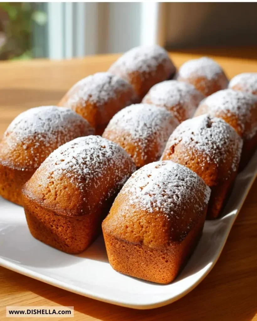 Mini Spiced Gingerbread Loaves garnished with icing on a wooden table