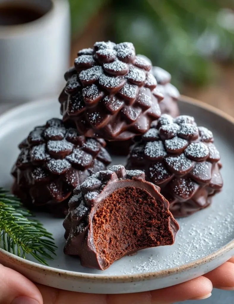 Delicious no-bake Pinecone Truffles arranged on a serving plate