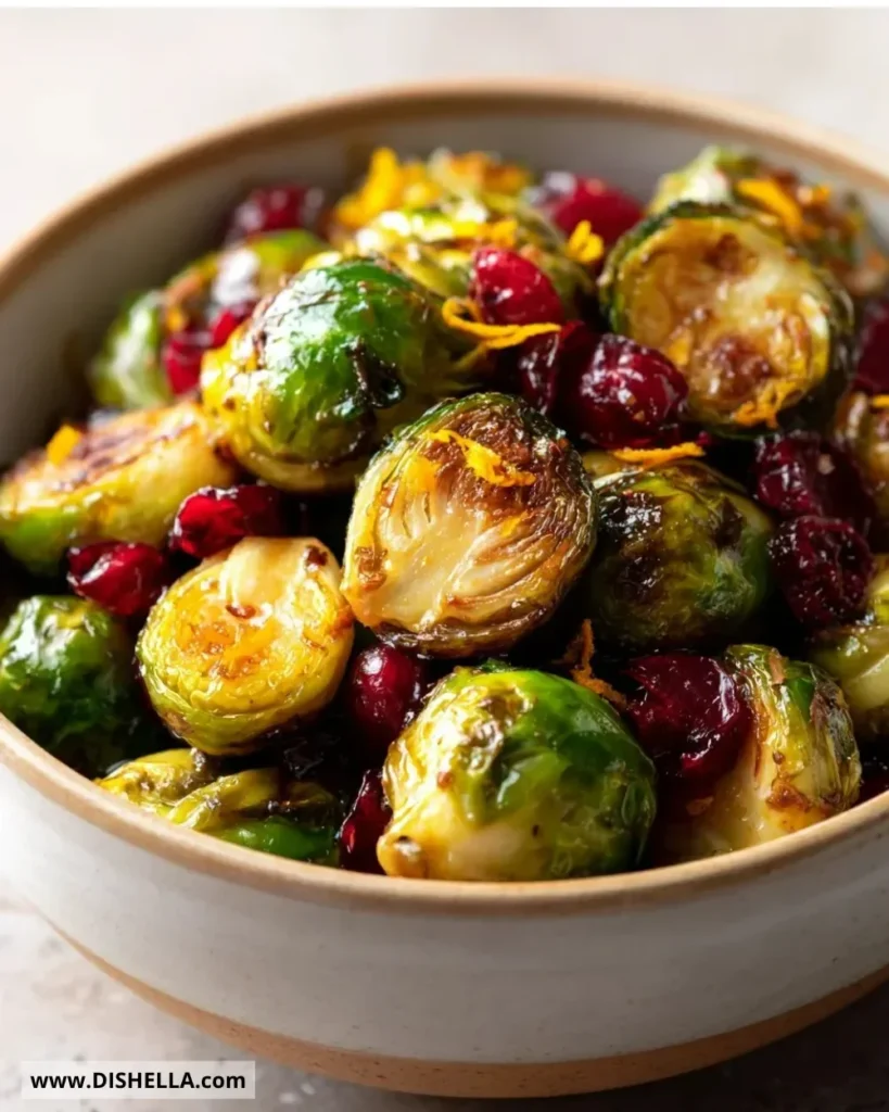 Delicious Orange Maple Glazed Brussels Sprouts on a white plate