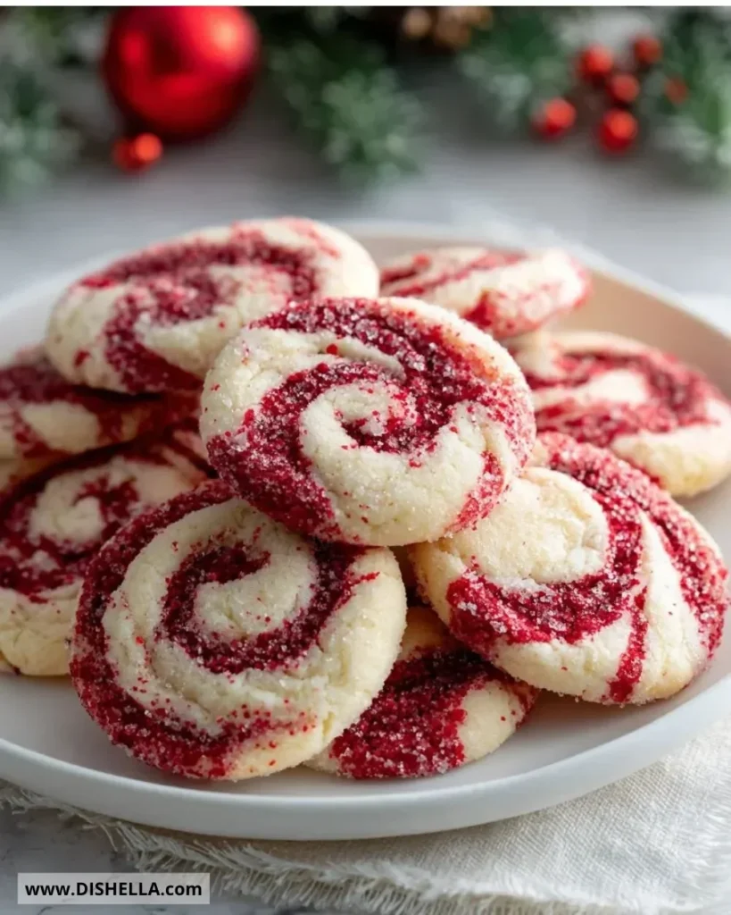 Delicious Peppermint Swirl Cookies with festive red and white colors