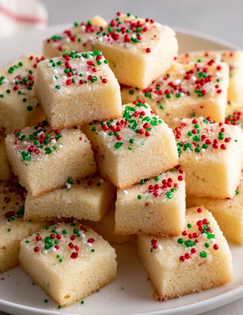 Plate of delightful homemade shortbread sugar cookie bites