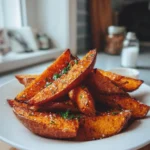 Crispy smoky sweet potato wedges seasoned to perfection.