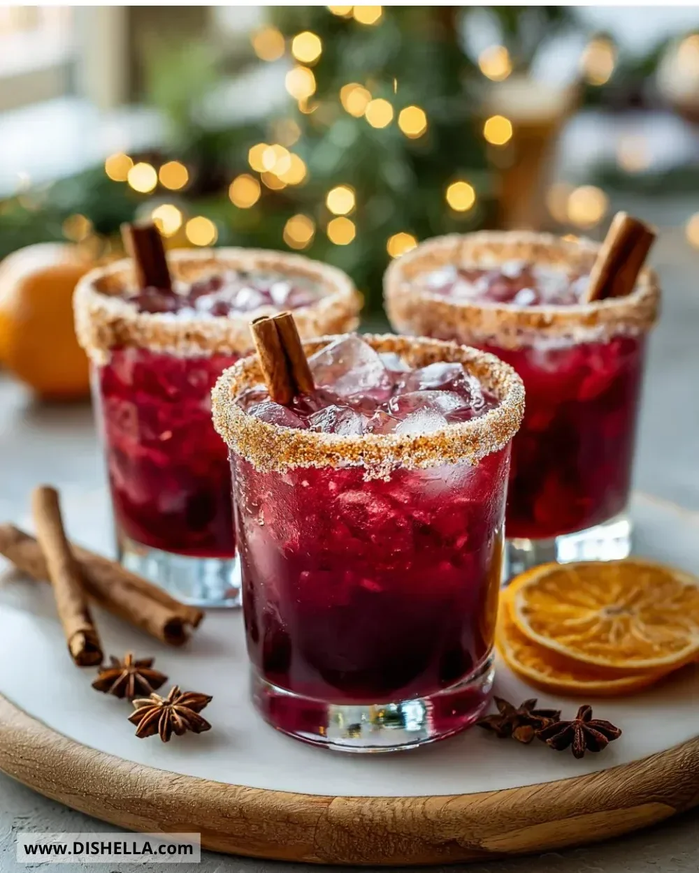 Spiced Christmas Margarita cocktail with festive garnishes