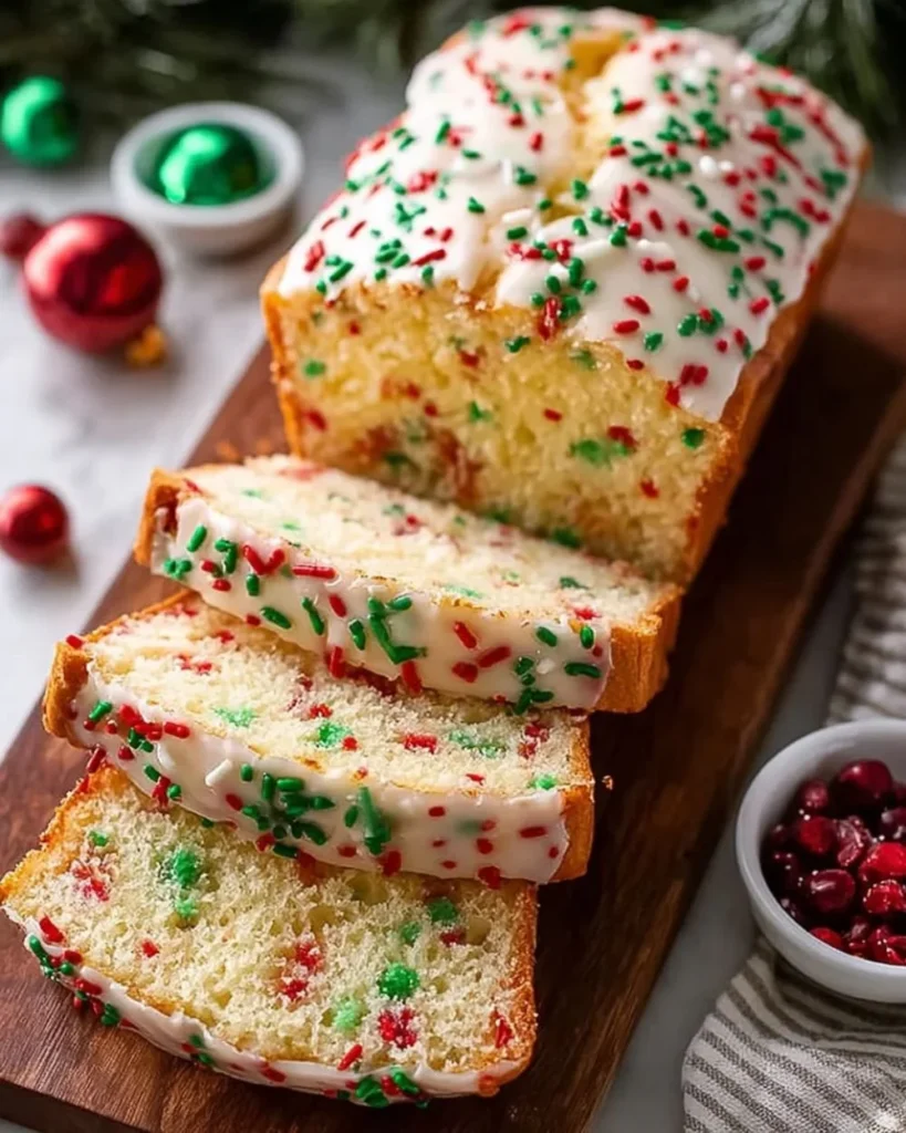Sweet Christmas Sprinkle Buttermilk Bread with festive toppings
