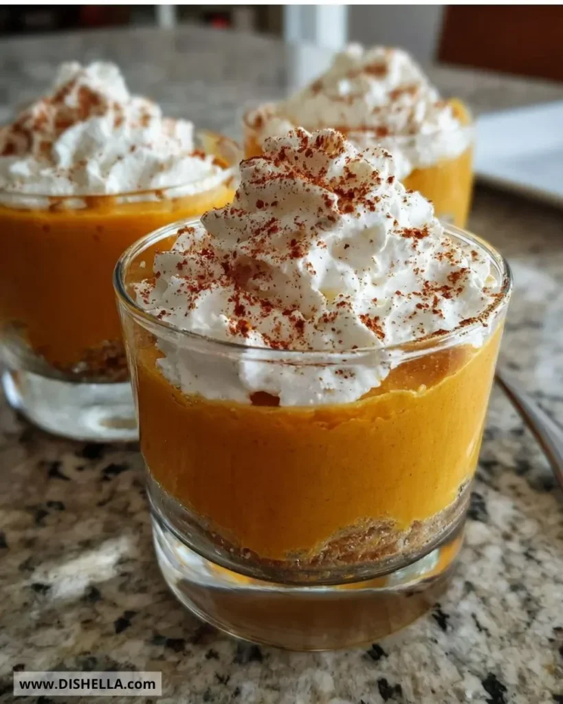 Colorful Thanksgiving dessert cups filled with seasonal treats and toppings.