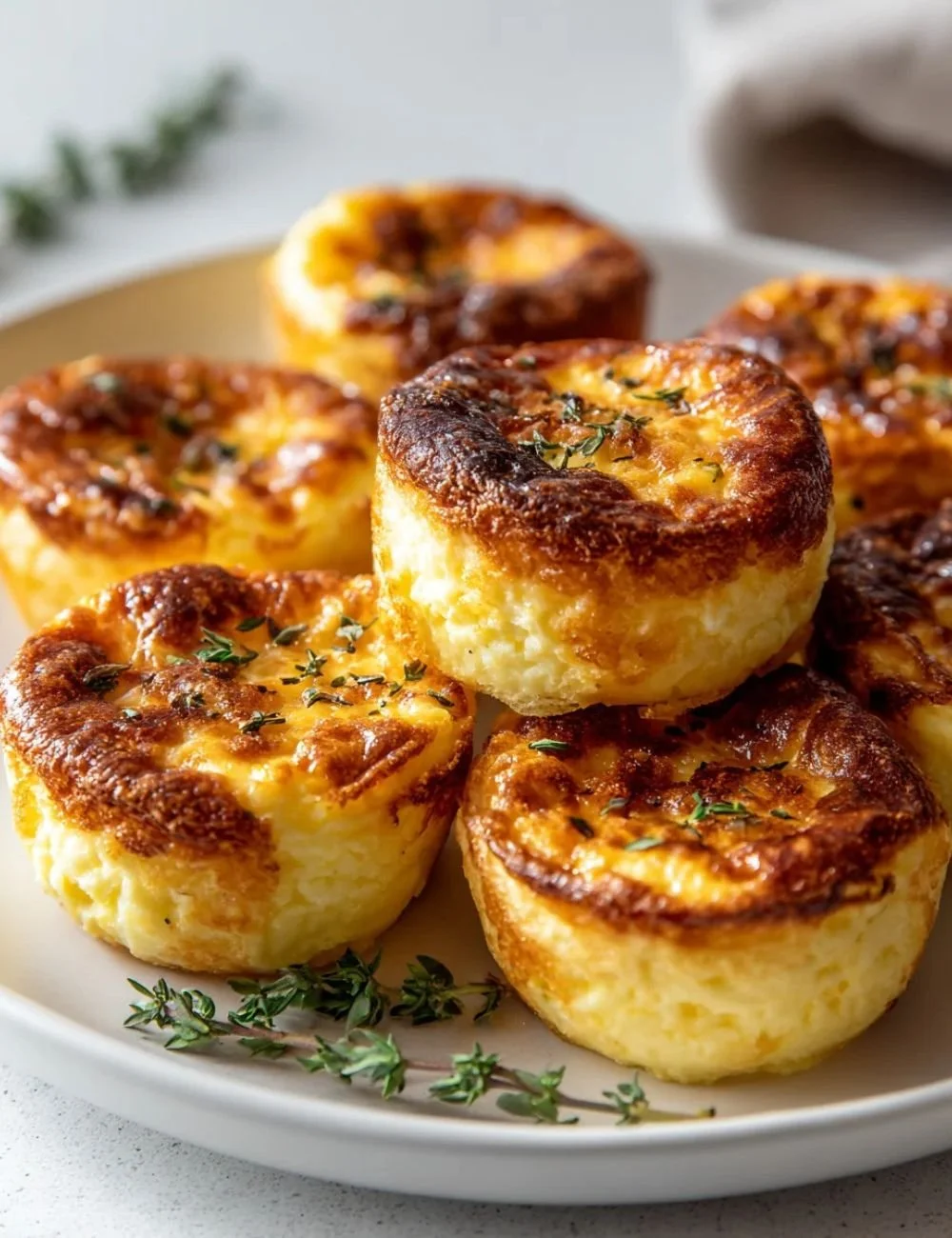 Baked cottage cheese eggs served with fresh herbs and spices