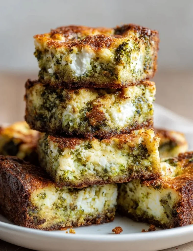 Healthy Broccoli and Feta Brownies for a savory snack