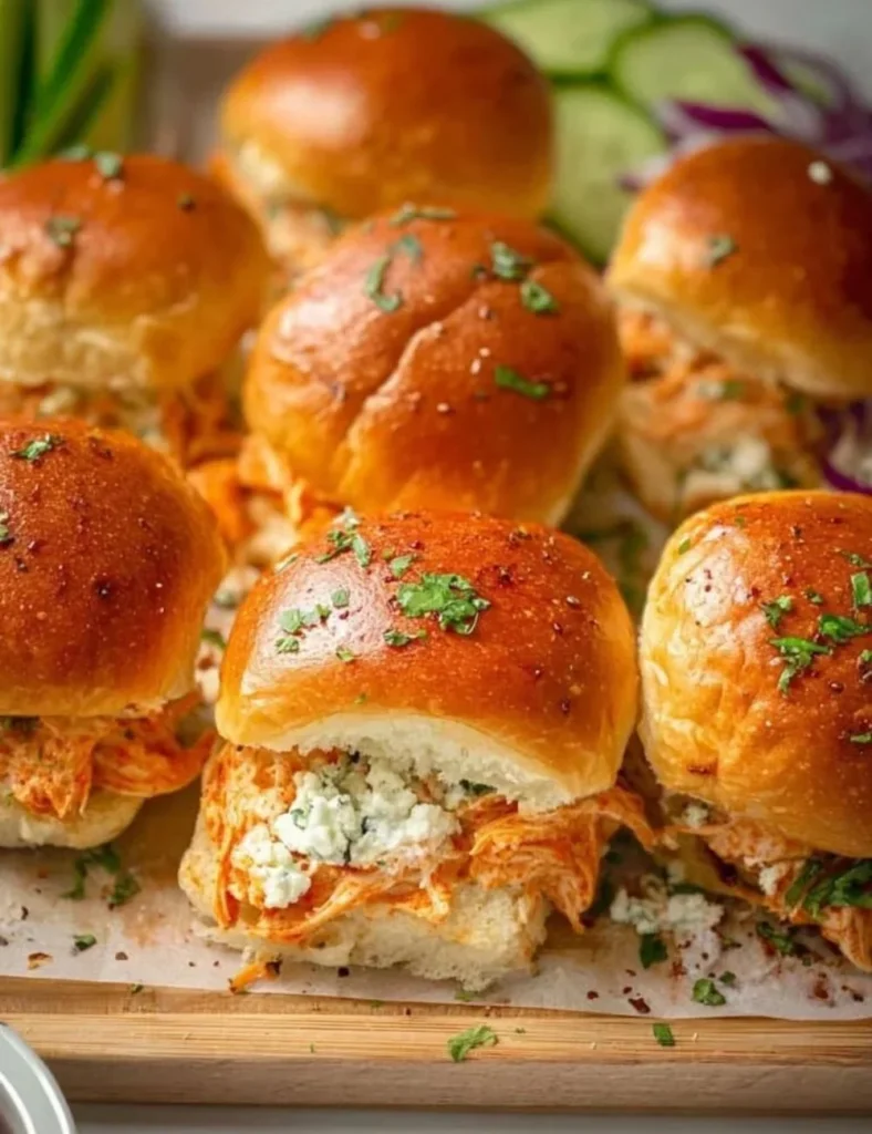 Delicious Buffalo Chicken Sliders on a serving platter