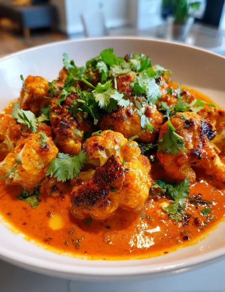 Delicious plate of butter cauliflower garnished with herbs