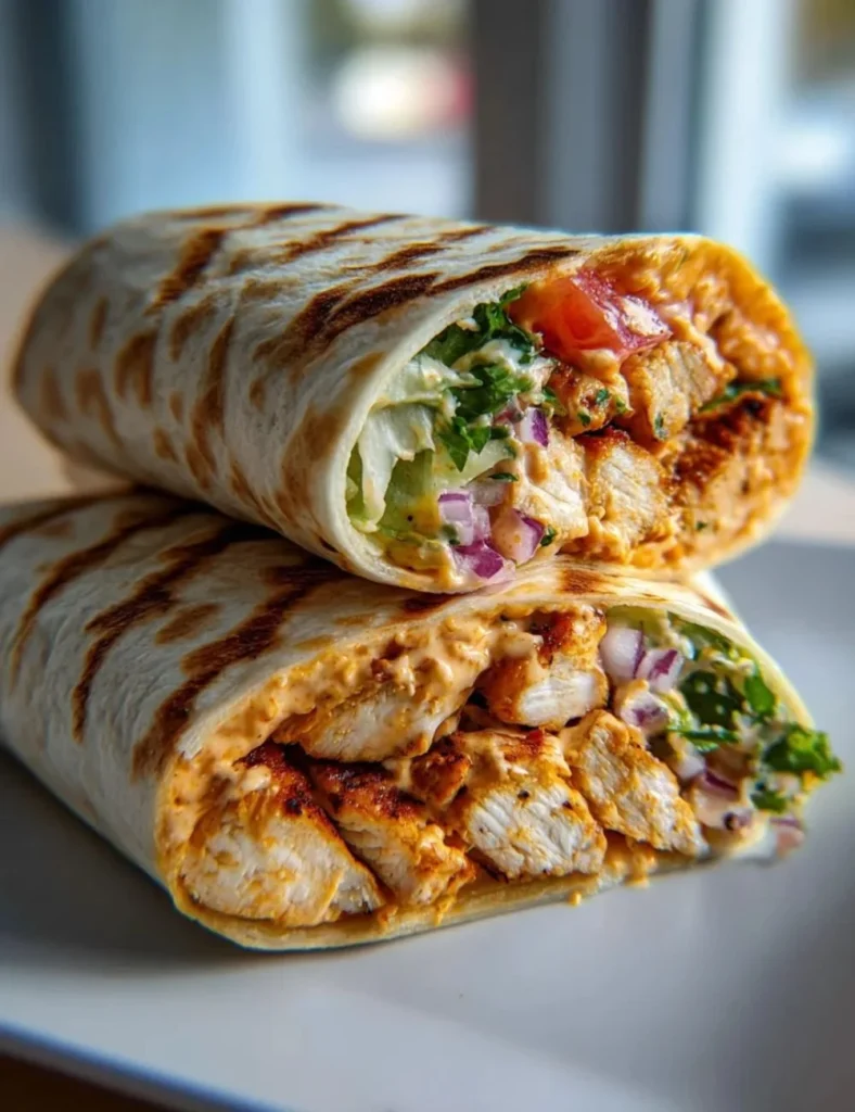 Chipotle Ranch Grilled Chicken Burrito with fresh vegetables and flavorful sauce
