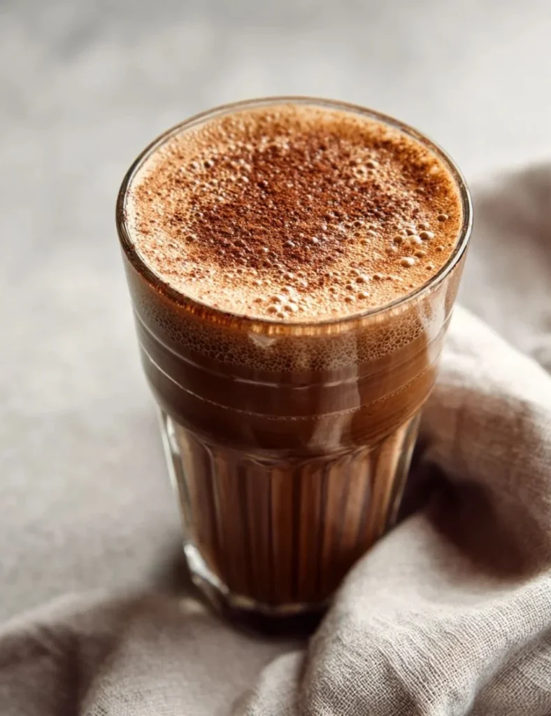 Delicious Coffee Breakfast Smoothie in a glass with fresh ingredients