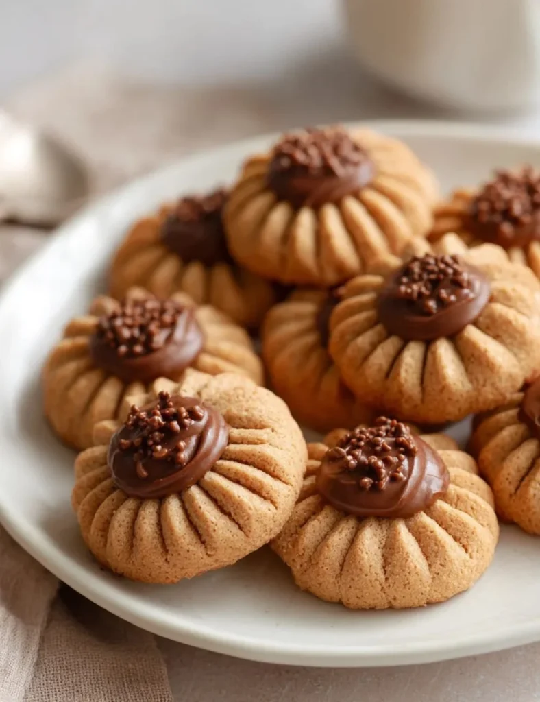 Freshly baked coffee butter cookies on a cooling rack