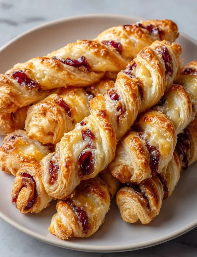Delicious Cranberry Brie Puff Pastry Twists ready to serve