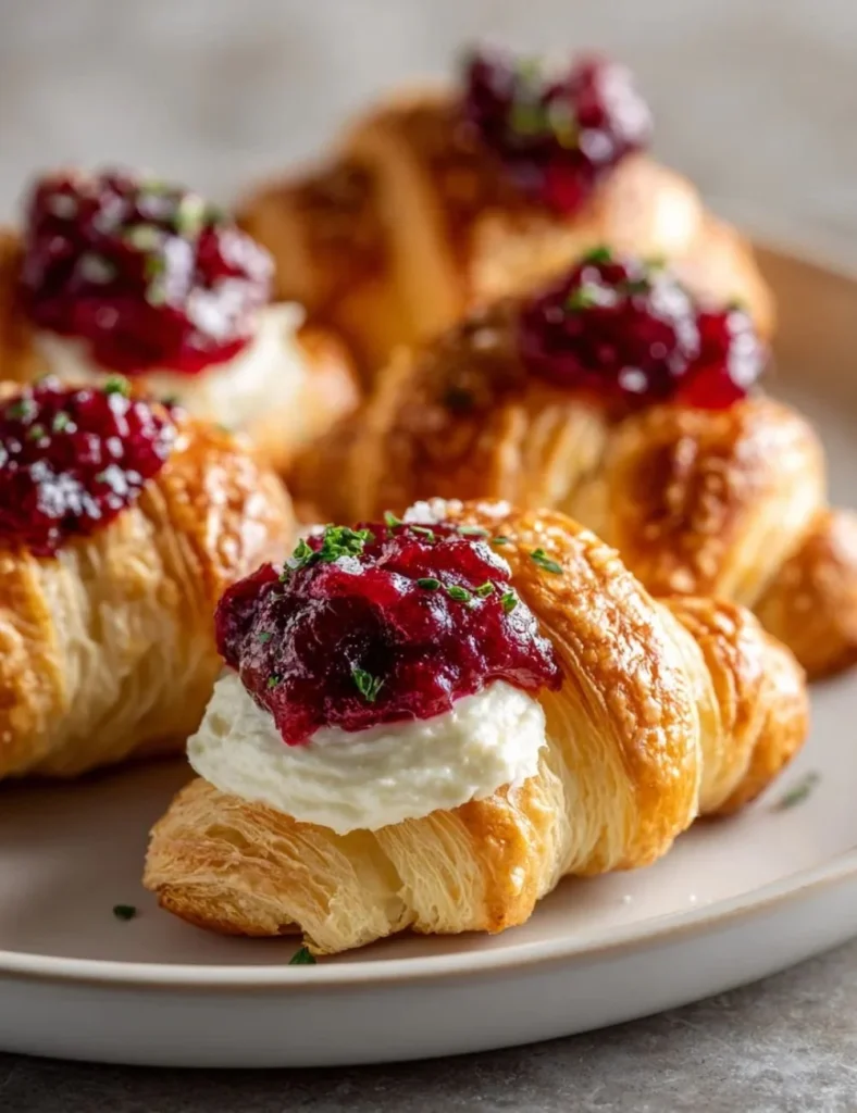 Cranberry Cream Cheese Bites on a platter, garnished with herbs.