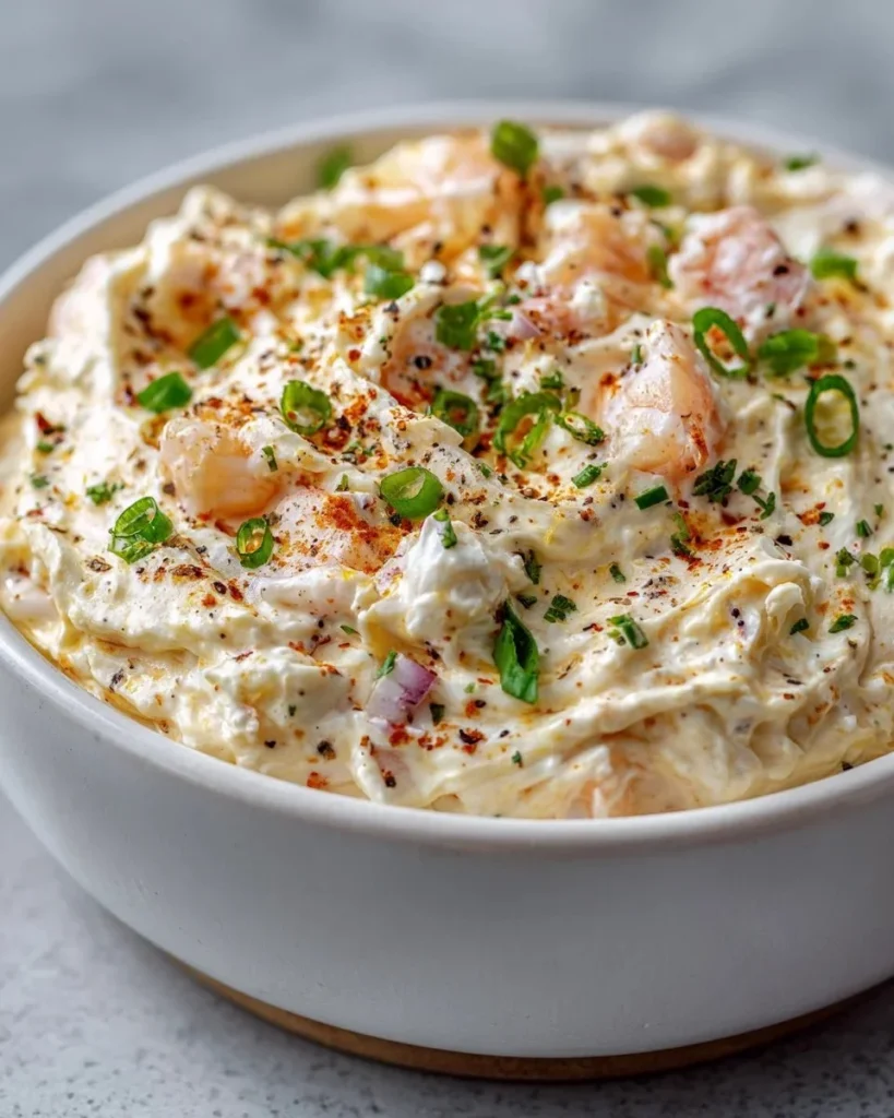 Delicious shrimp crab dip served with crackers for a tasty appetizer