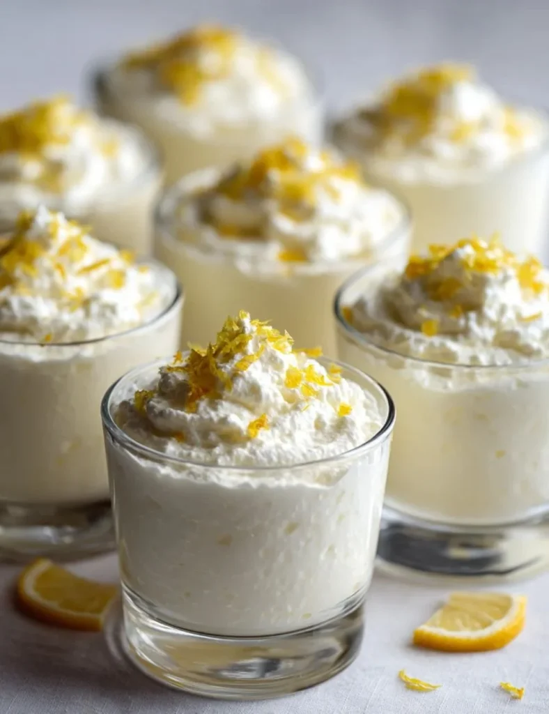 Creamy easy cottage cheese lemon mousse in a dessert bowl