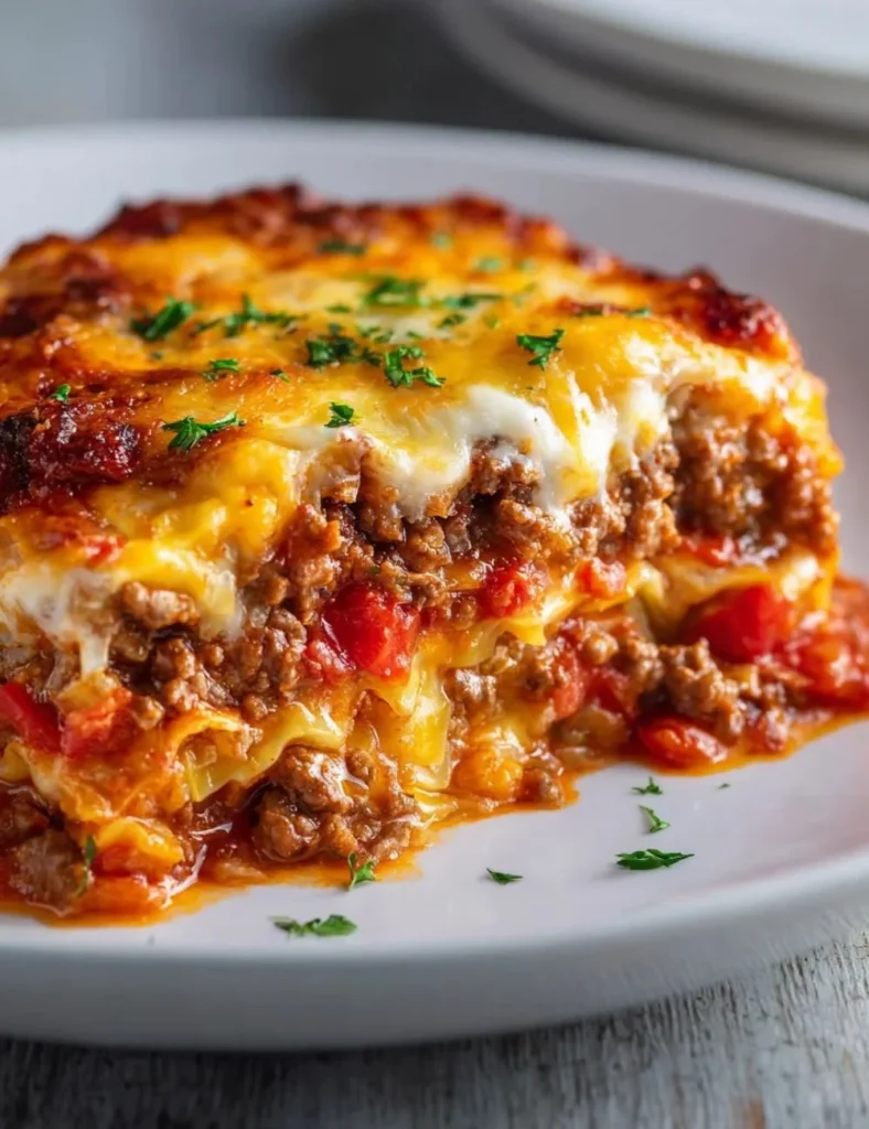 Low carb cabbage roll casserole recipe with ground meat and cheese