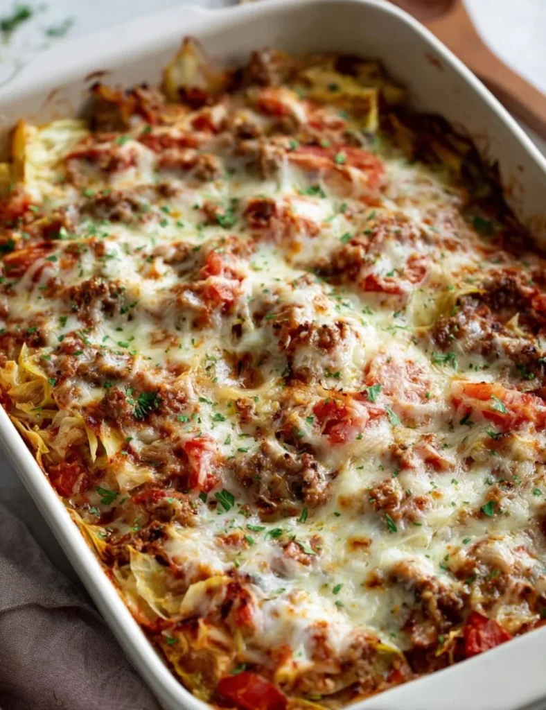 Low carb unstuffed cabbage casserole dish served in a bowl
