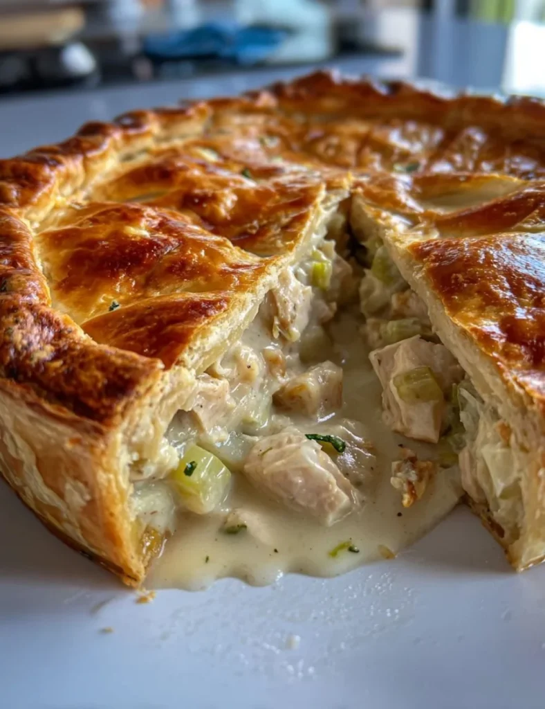 Delicious Mary Berry Chicken and Leek Pie fresh from the oven