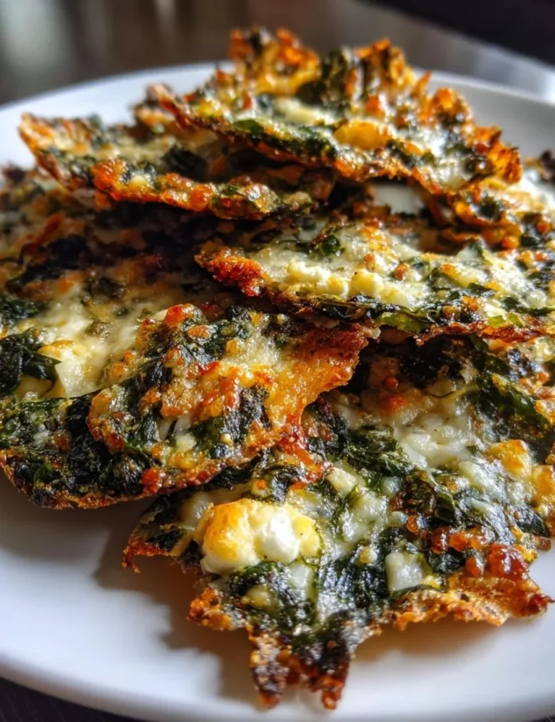 Mediterranean Spinach Feta Cheese Crisps for healthy snacking