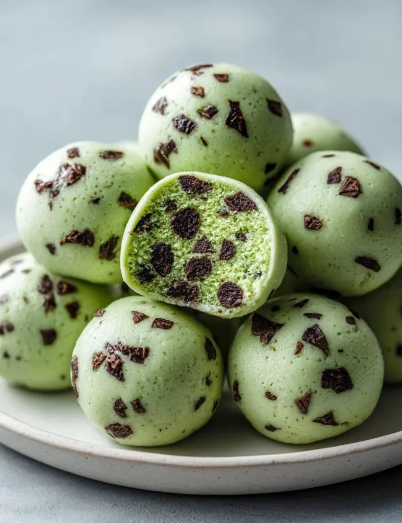 Healthy mint chocolate chip protein balls for a nutritious snack