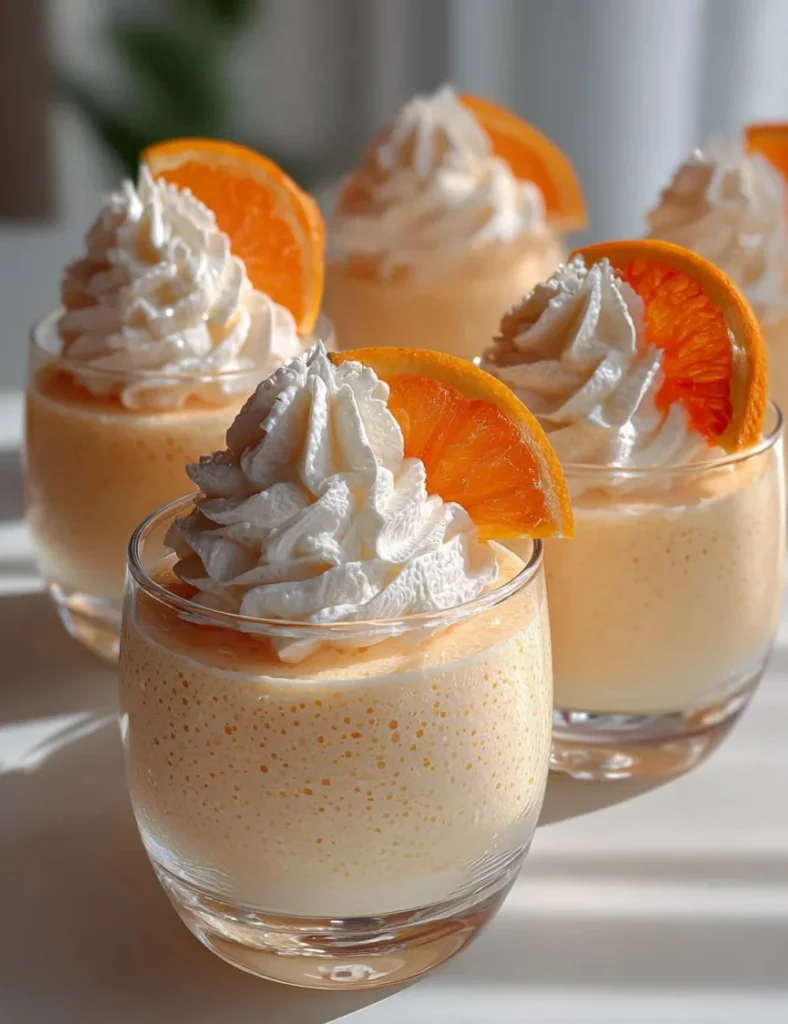 Delicious orange creamsicle mousse dessert served in a glass