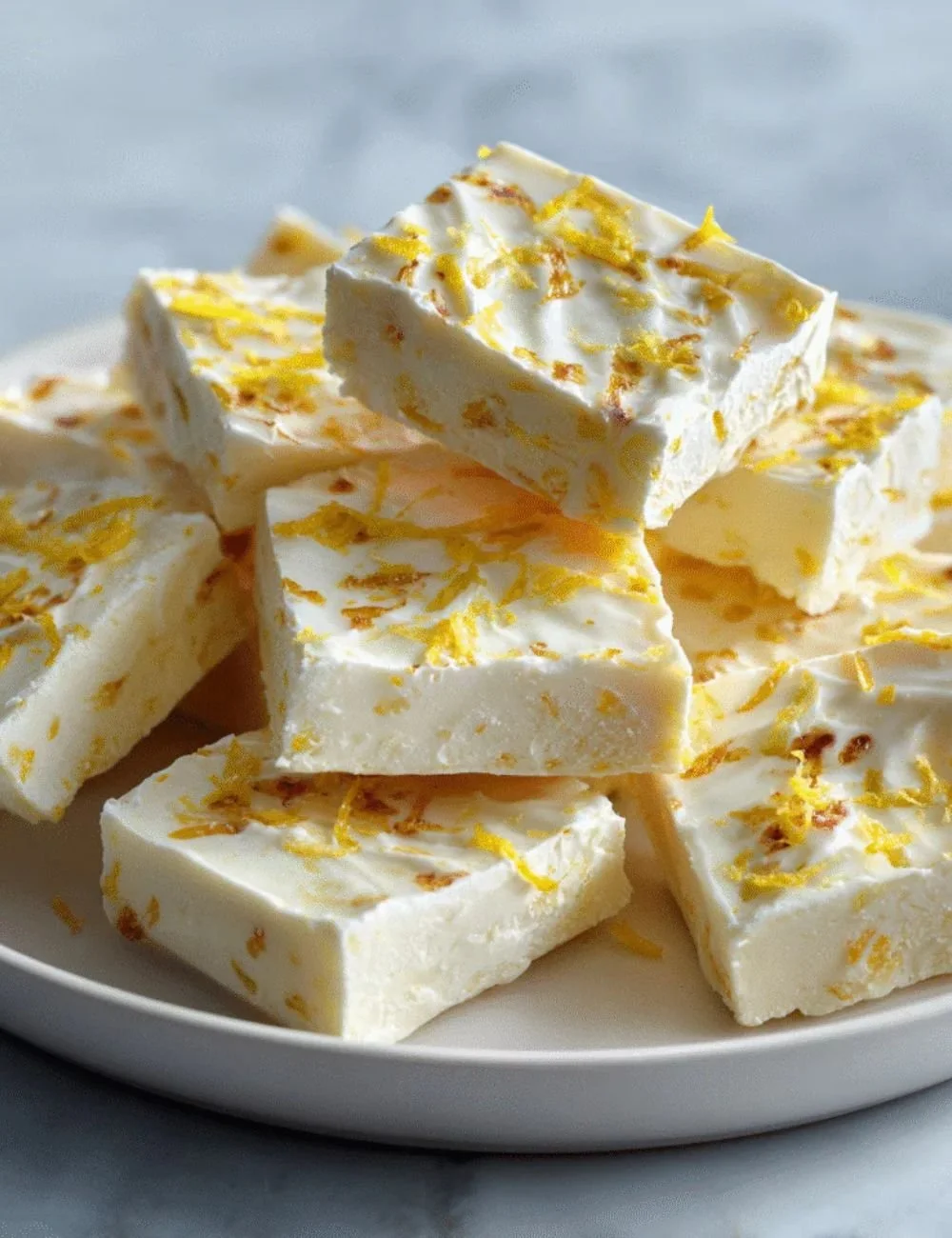 Delicious quick and easy lemon cheesecake yogurt bark with fresh lemon zest.
