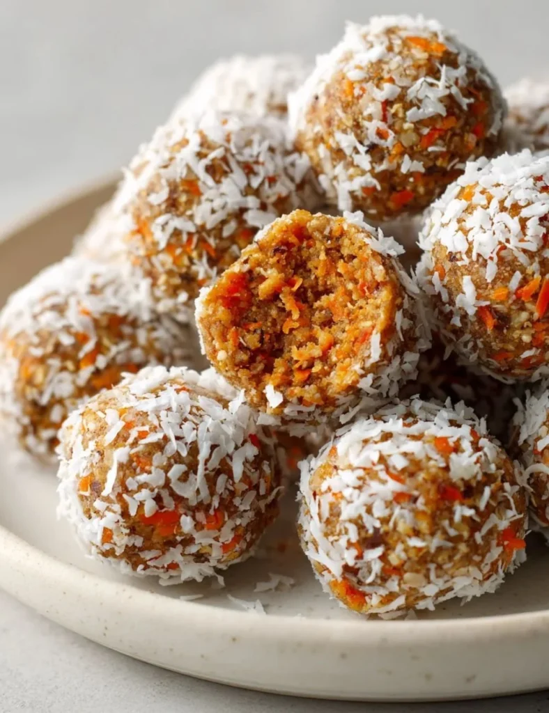 Raw vegan carrot cake bites made from wholesome ingredients