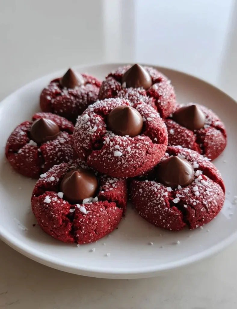 Delicious Red Velvet Blossoms Cookies on a platter