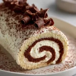 Delicious Tiramisu Yule Log Cake decorated for the holidays