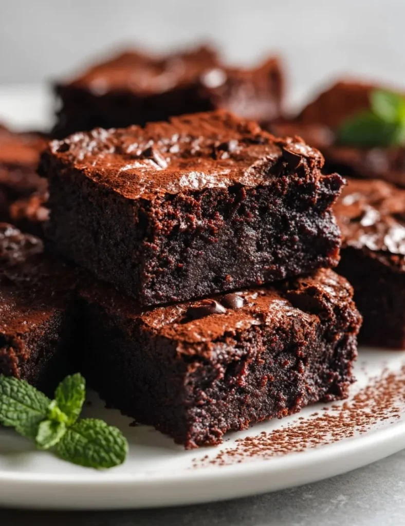 Delicious fudgy keto brownies topped with nuts and chocolate drizzle