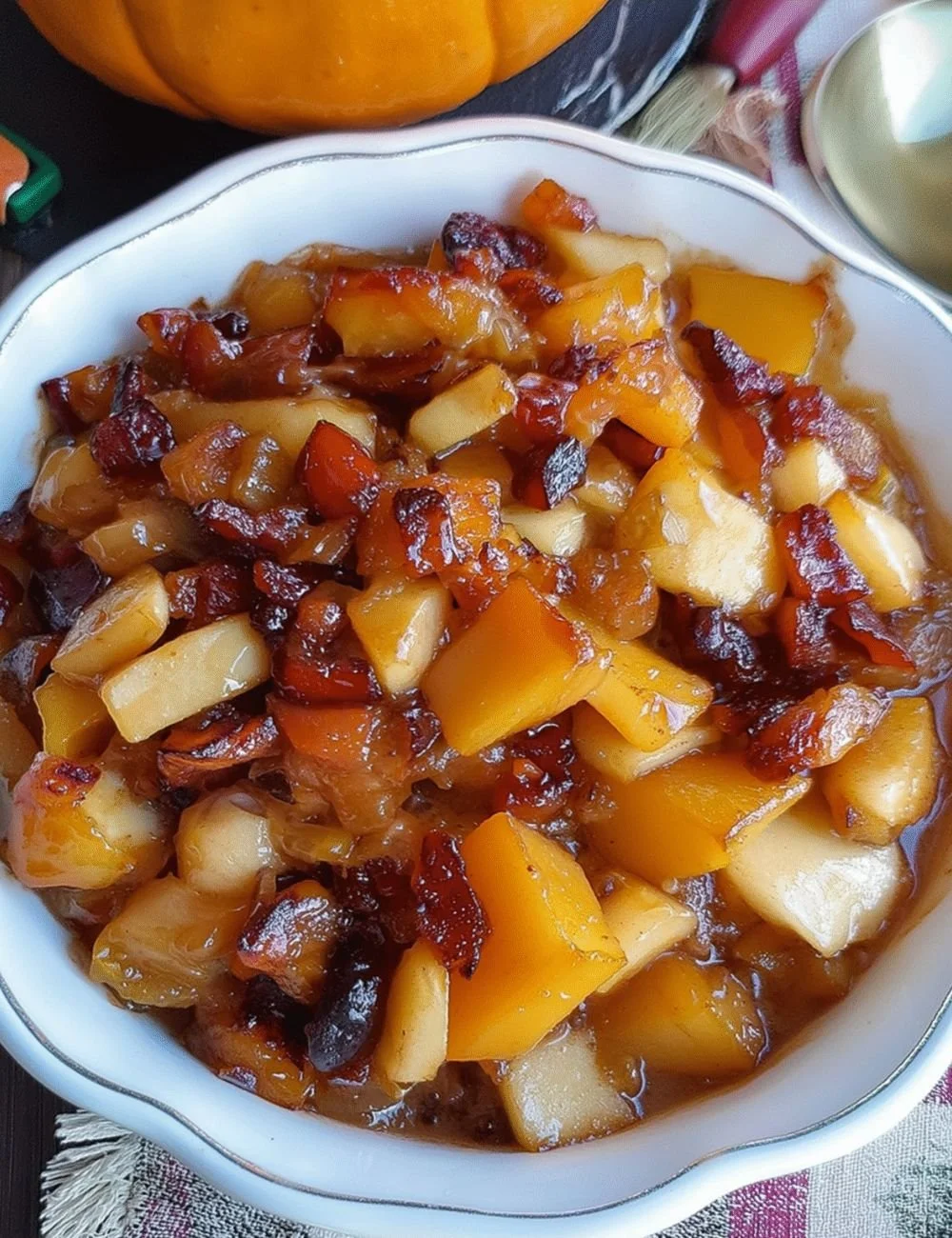 Delicious butternut squash apple bake, a cozy fall dessert.