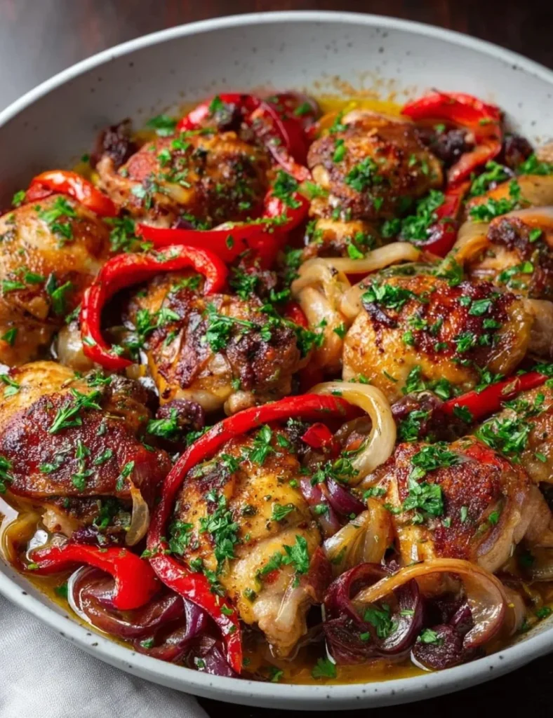 Delicious Chicken with Peppers dish served on a plate