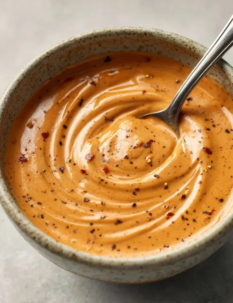 Creamy chipotle sauce with garlic and sour cream in a bowl